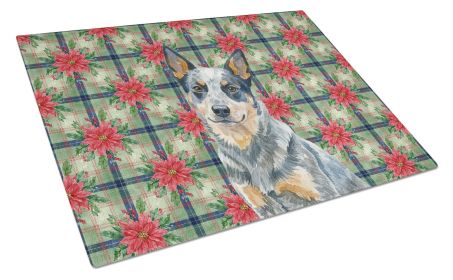 Blue Heeler Australian Cattle Dog Christmas PoinsettIas Glass Cutting Board Decorative Tempered Glass Kitchen Cutting and Serving Board Large Siz