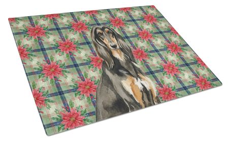 Black & Tan Afghan Hound Christmas PoinsettIas Glass Cutting Board Decorative Tempered Glass Kitchen Cutting and Serving Board Large Size Choppin