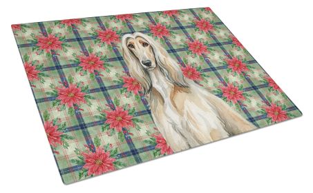 Afghan Hound Christmas PoinsettIas Glass Cutting Board Decorative Tempered Glass Kitchen Cutting and Serving Board Large Size Chopping Board