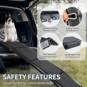 Dog Ramp for Car, 63" Long & 17" Wide Folding Portable Pet Stair Ramp with Non-Slip Rug Surface